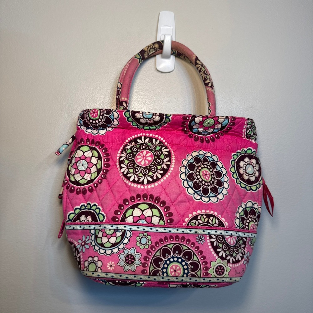 Vera Bradley Cupcakes Pink Mini Tote Quilted Floral Handbag Pink Medallion
